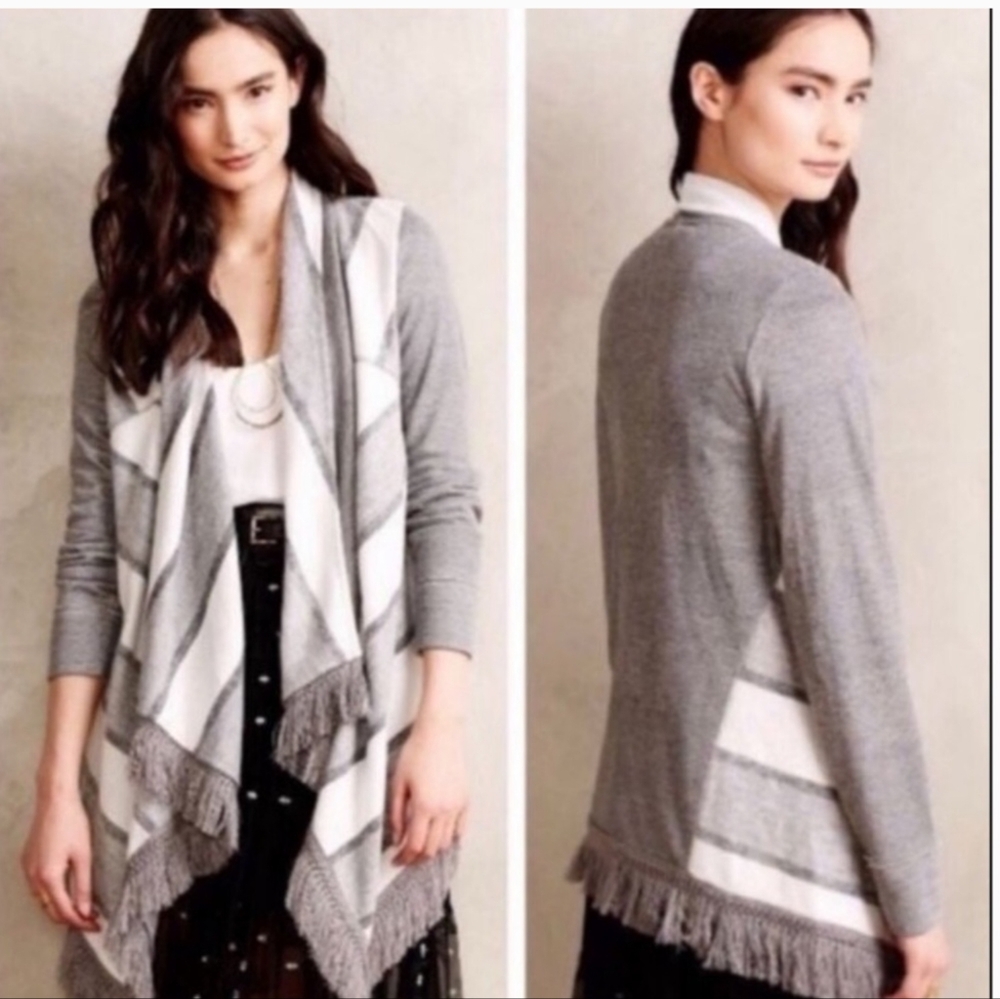 Anthropologie Cozy Fringe Open Sweater
